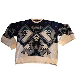 Vintage 1990s Mens Geometric Stratum Sweater, XXL, EUC